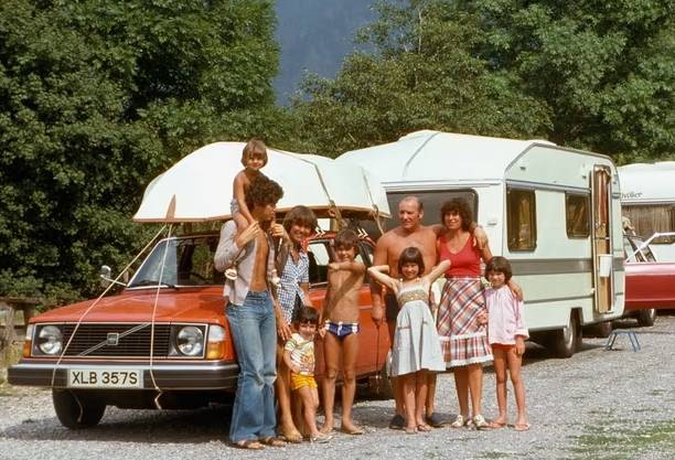Daniel Sayers and his family on holiday alongside their Volvo estate in Europe in the 1970s